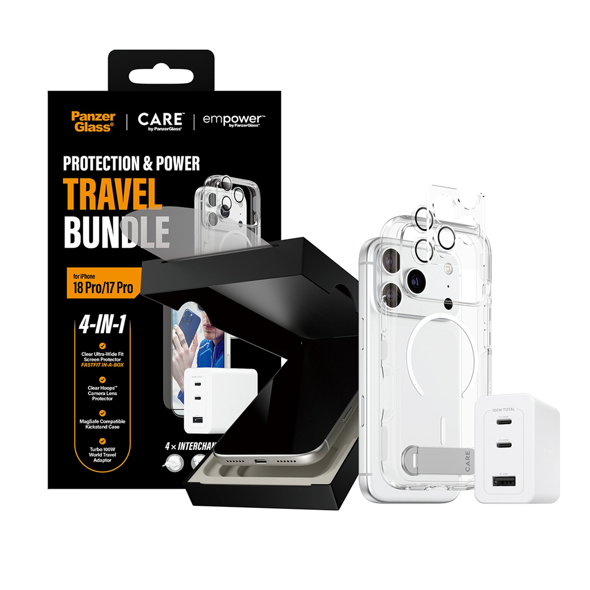 CARE™ by PanzerGlass® 4-in-1 Travel Set iPhone 18 Pro